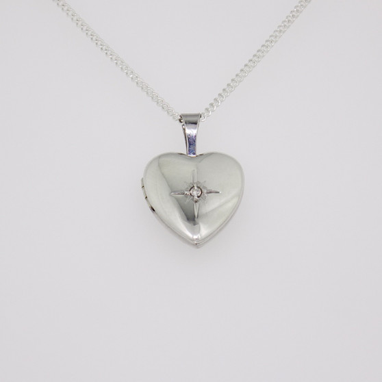 Sterling silver diamond-set heart locket