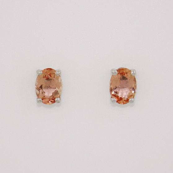 9ct white gold oval cut Imperial topaz stud earrings