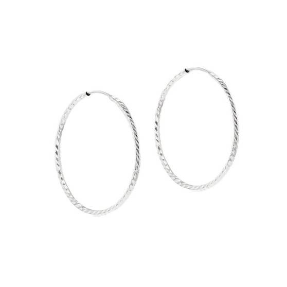 9ct white gold diamond-cut hoop earrings