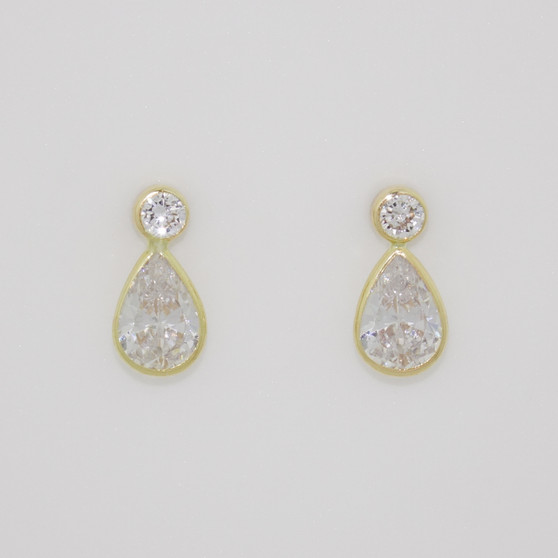 9ct gold rubover-set cubic zirconia stud earrings