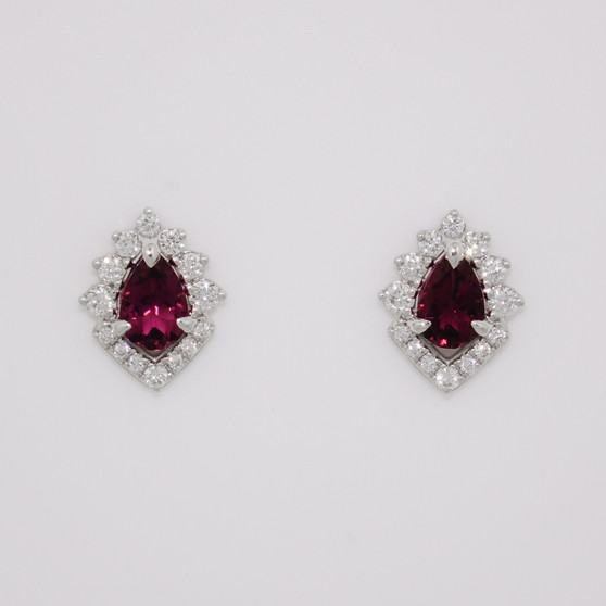 18ct white gold pink tourmaline and diamond cluster stud earrings