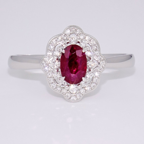 Ruby and diamond cluster ring