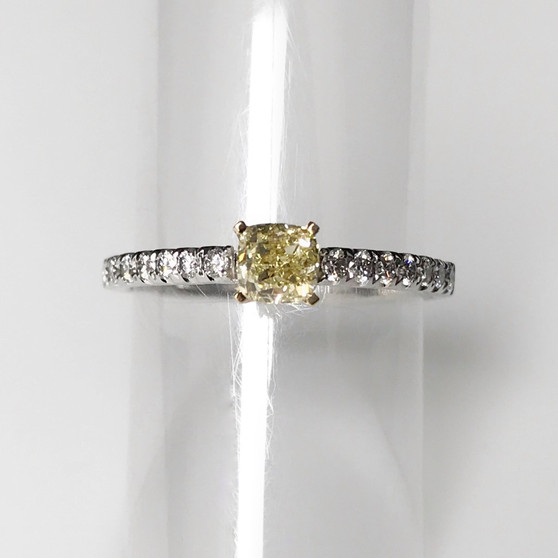 Platinum yellow diamond ring
