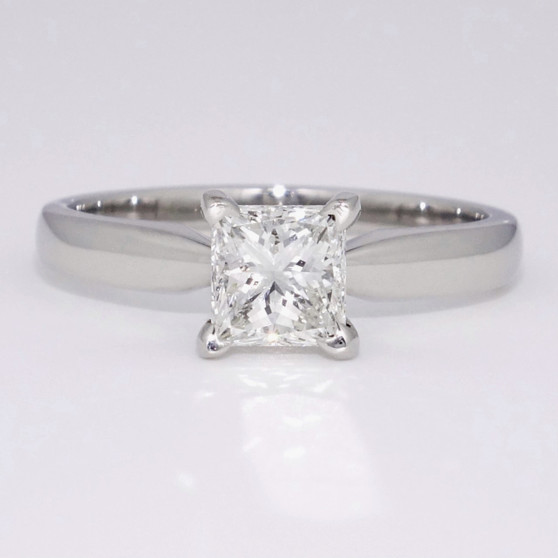 Platinum certificated D colour princess cut diamond solitaire ring
