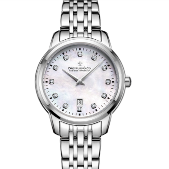 Ladies stainless steel Dreyfuss & Co quartz watch with diamonds DLB00125/41/d