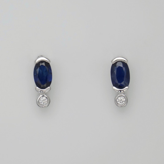 9ct white gold sapphire and diamond stud earrings