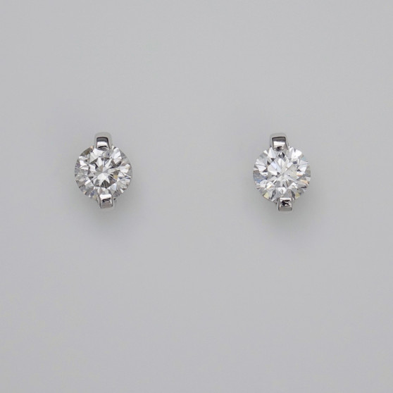 18ct white gold round brilliant cut diamond solitaire stud earrings