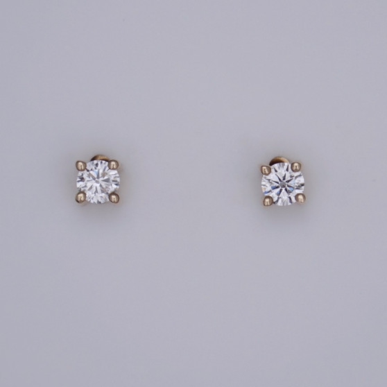 9ct gold round brilliant cut diamond solitaire stud earrings