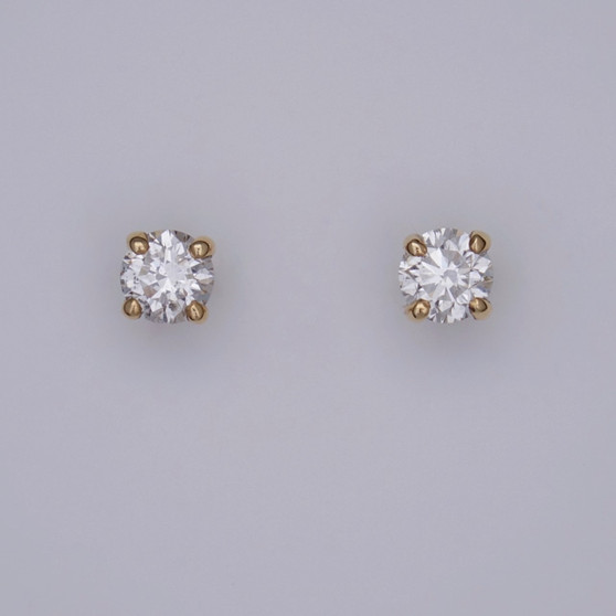 18ct gold round brilliant cut diamond solitaire stud earrings