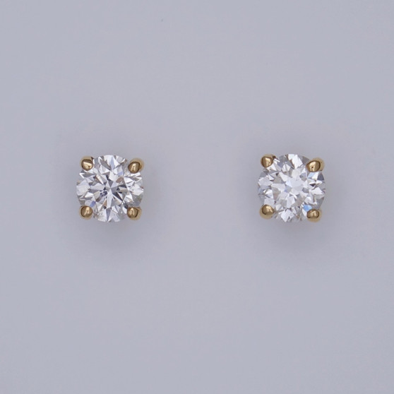 18ct gold round brilliant cut diamond solitaire stud earrings