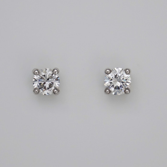18ct white gold round brilliant cut diamond solitaire stud earrings