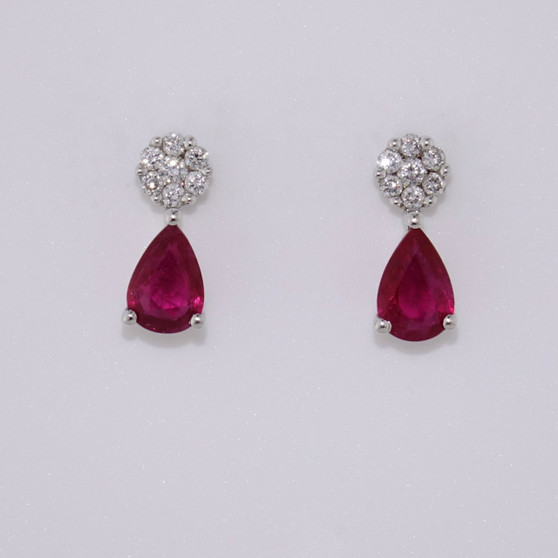 18ct whtie gold ruby and diamond earrings