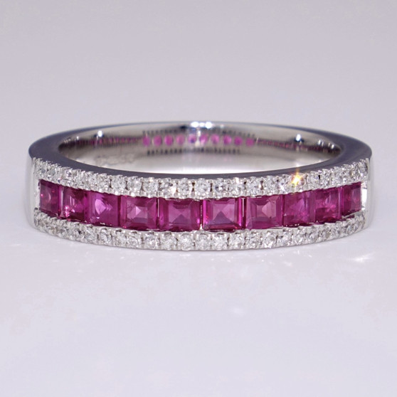 9ct white gold ruby and diamond ring