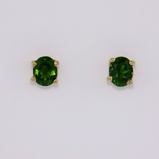 9ct gold oval cut green tourmaline stud earrings