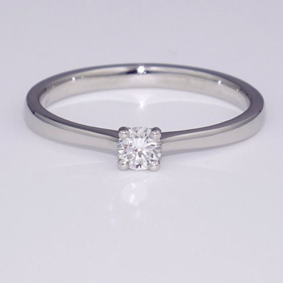 Platinum round brilliant cut diamond solitaire ring