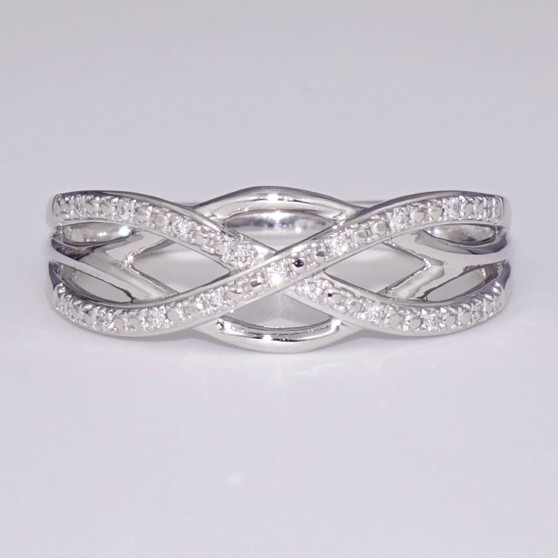 Platinum diamond Celtic weave ring