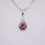 9ct white gold pink zircon and diamond pendant