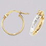 9ct yellow and white gold diamond cut hoop earrings ER11555