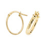 9ct yellow gold oval hoop diamond cut earrings ER11562