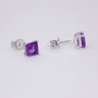 9ct white gold amethyst stud earrings side