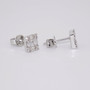 9ct white gold round brilliant cut and baguette cut diamond earrings side