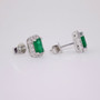 18ct white gold emerald and diamond cluster earrings side