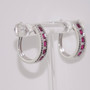 18ct white gold ruby and diamond hoop earrings side