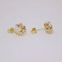 9ct yellow, rose and white gold three part knot stud earrings side