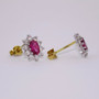 18ct ruby and diamond oval cluster stud earrings ER2594 - side