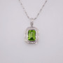 9ct white gold peridot and diamond pendant PE4791