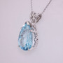 18ct white gold large pear cut aquamarine pendant PE3779 - side