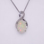 9ct white gold opal and diamond pendant PE5171