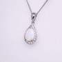 9ct white gold opal and diamond pendant PE4565 - side