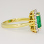18ct gold emerald and diamond cluster ring side
