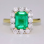 18ct gold emerald and diamond cluster ring GR4086