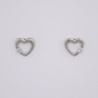 9ct white gold round brilliant cut diamond open heart stud earrings