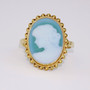 9ct yellow gold blue agate cameo ring DR2625