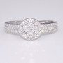 18ct white gold diamond cluster ring with diamond-set shoulders GR3809