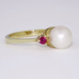 9ct yellow gold pearl and ruby ring DR2754 side