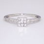 18ct white gold tile set princess cut diamond ring with diamond-set shoulders GR4038