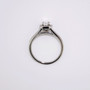 Platinum emerald cut diamond halo ring with diamond-set shoulders GR5685 top