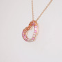 9ct rose gold pink and orange sapphire and diamond heart pendant side