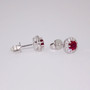 18ct white gold round cut ruby and round brilliant cut diamond cluster stud earrings side