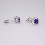 18ct white gold round cut sapphire and round brilliant cut diamond cluster stud earrings side