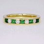 18ct yellow gold emerald and diamond eternity ring