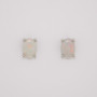 9ct white gold oval cabochon cut opal stud earrings