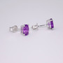 9ct white gold oval cut amethyst stud earrings side