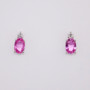 18ct white gold oval cut pink sapphire and round brilliant cut diamond stud earrings