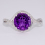 9ct white gold round cut amethyst and diamond twist ring