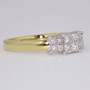 18ct gold princess cut diamond triple cluster ring side